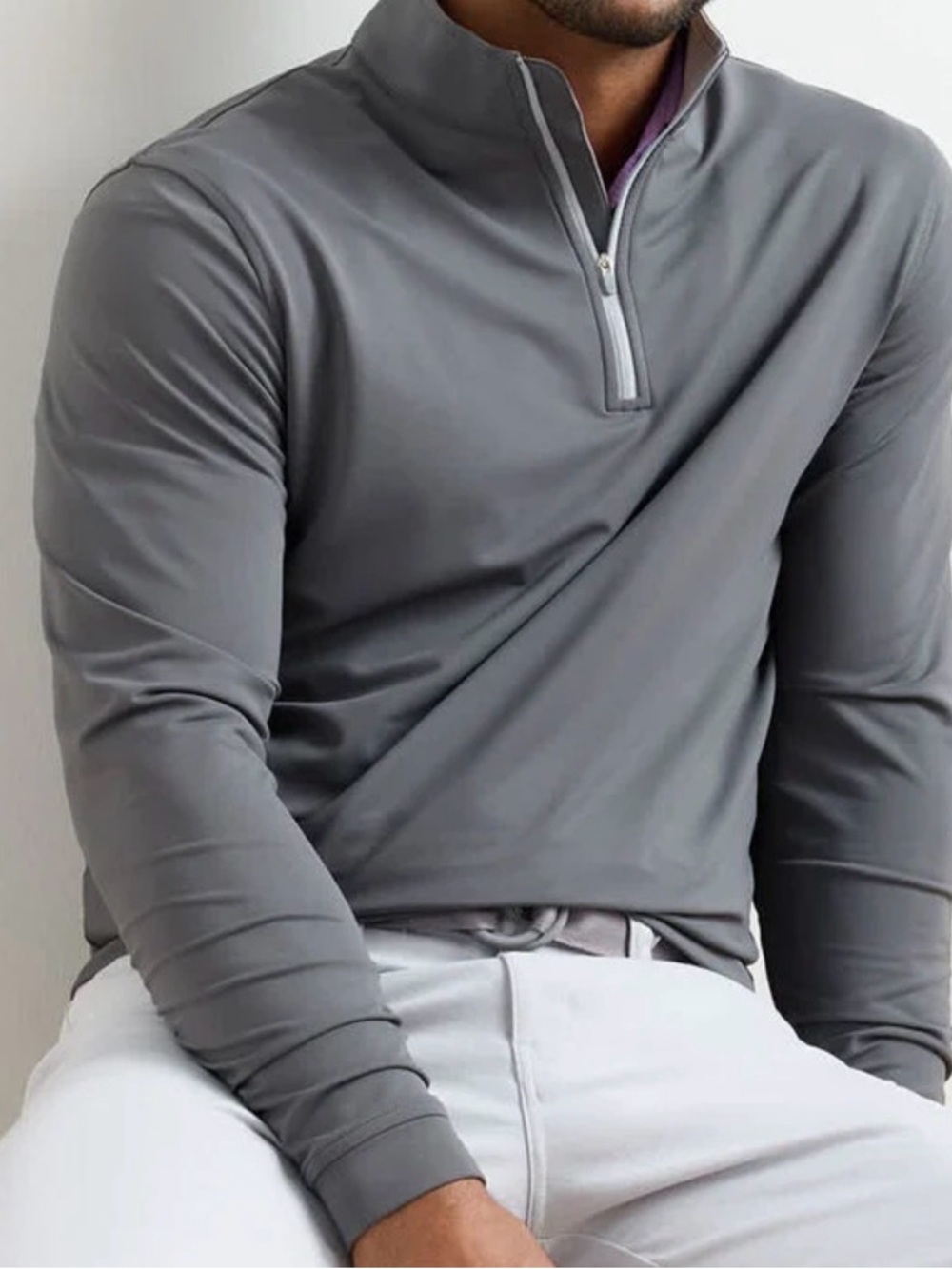 Peter Millar Grey Quarter-Zip Performance Pullover
